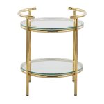 Rhonda Contemporary Gold and Glass Tiered Side Table 18 Rhonda Contemporary Gold and Glass Tiered Side Table