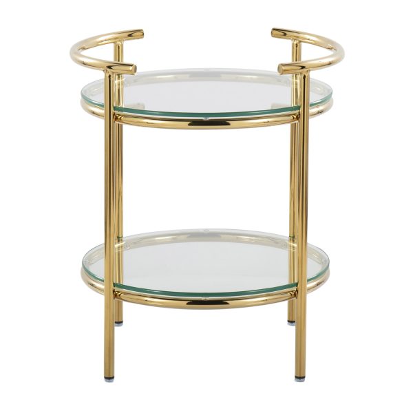 Rhonda Contemporary Gold and Glass Tiered Side Table 6