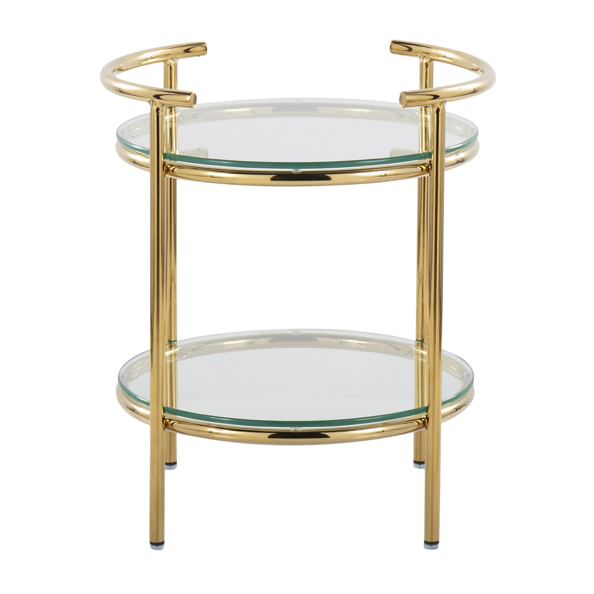 Rhonda Contemporary Gold and Glass Tiered Side Table 7 Rhonda Contemporary Gold and Glass Tiered Side Table - Image 7