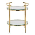 Rhonda Contemporary Gold and Glass Tiered Side Table 19 Rhonda Contemporary Gold and Glass Tiered Side Table