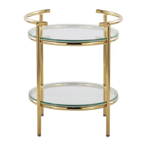 Rhonda Contemporary Gold and Glass Tiered Side Table 7