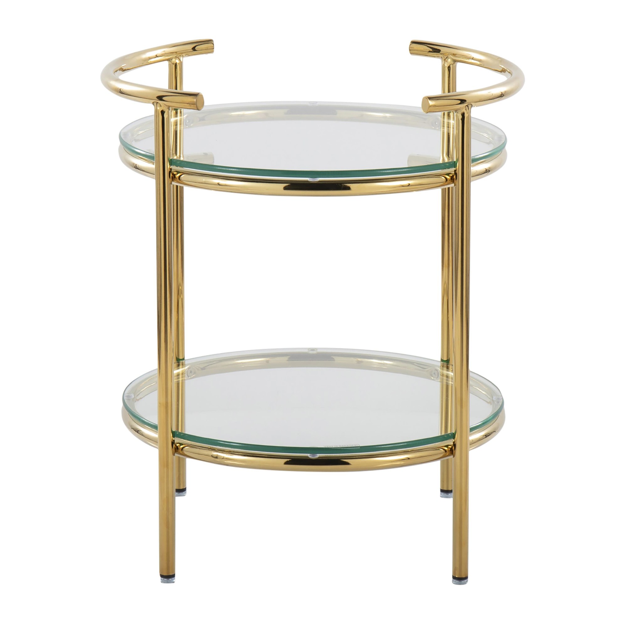 Rhonda Contemporary Gold and Glass Tiered Side Table 8 Rhonda Contemporary Gold and Glass Tiered Side Table - Image 8