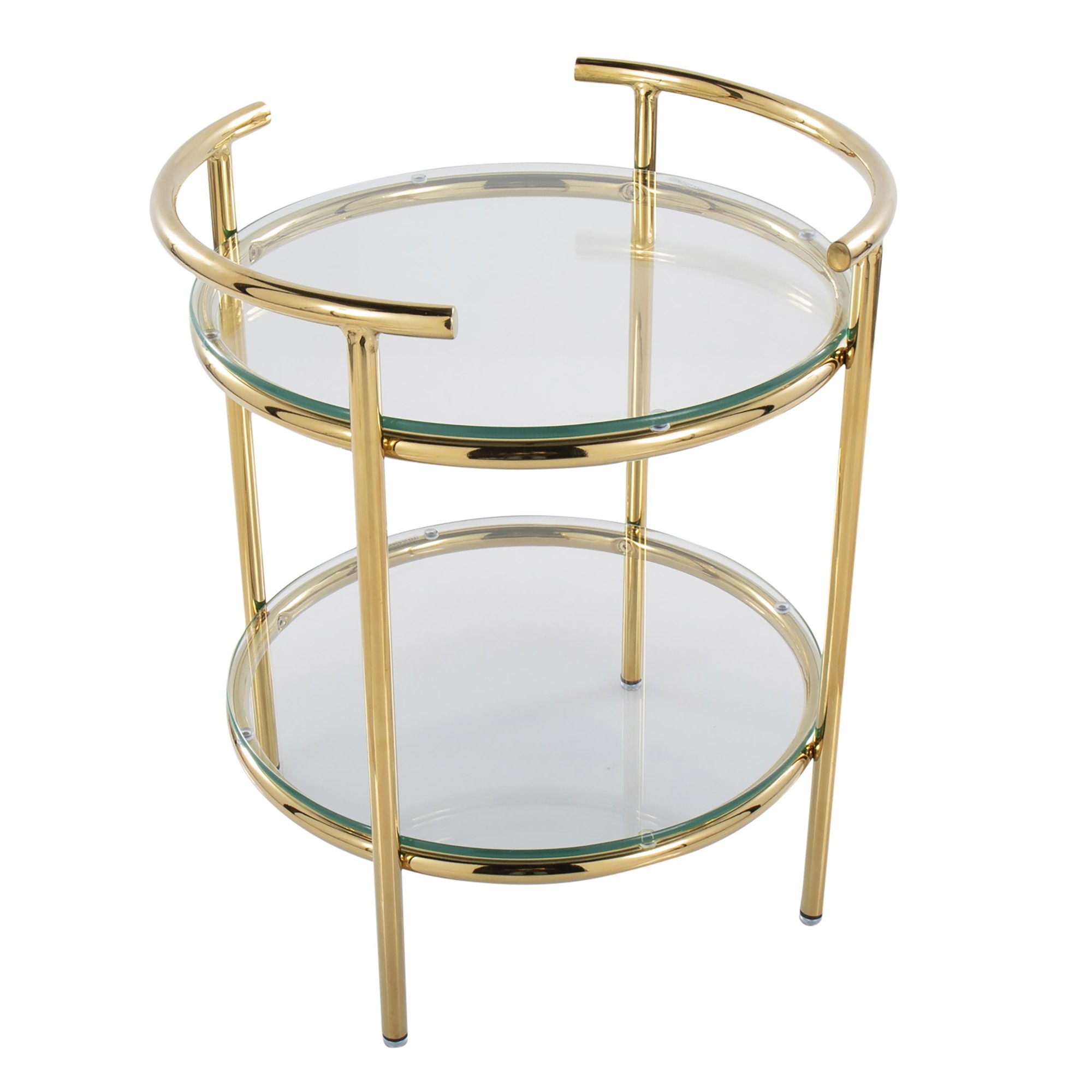 Rhonda Contemporary Gold and Glass Tiered Side Table 9 Rhonda Contemporary Gold and Glass Tiered Side Table - Image 9