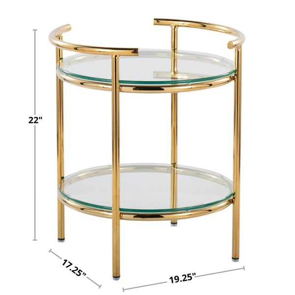 Rhonda Contemporary Gold and Glass Tiered Side Table 9