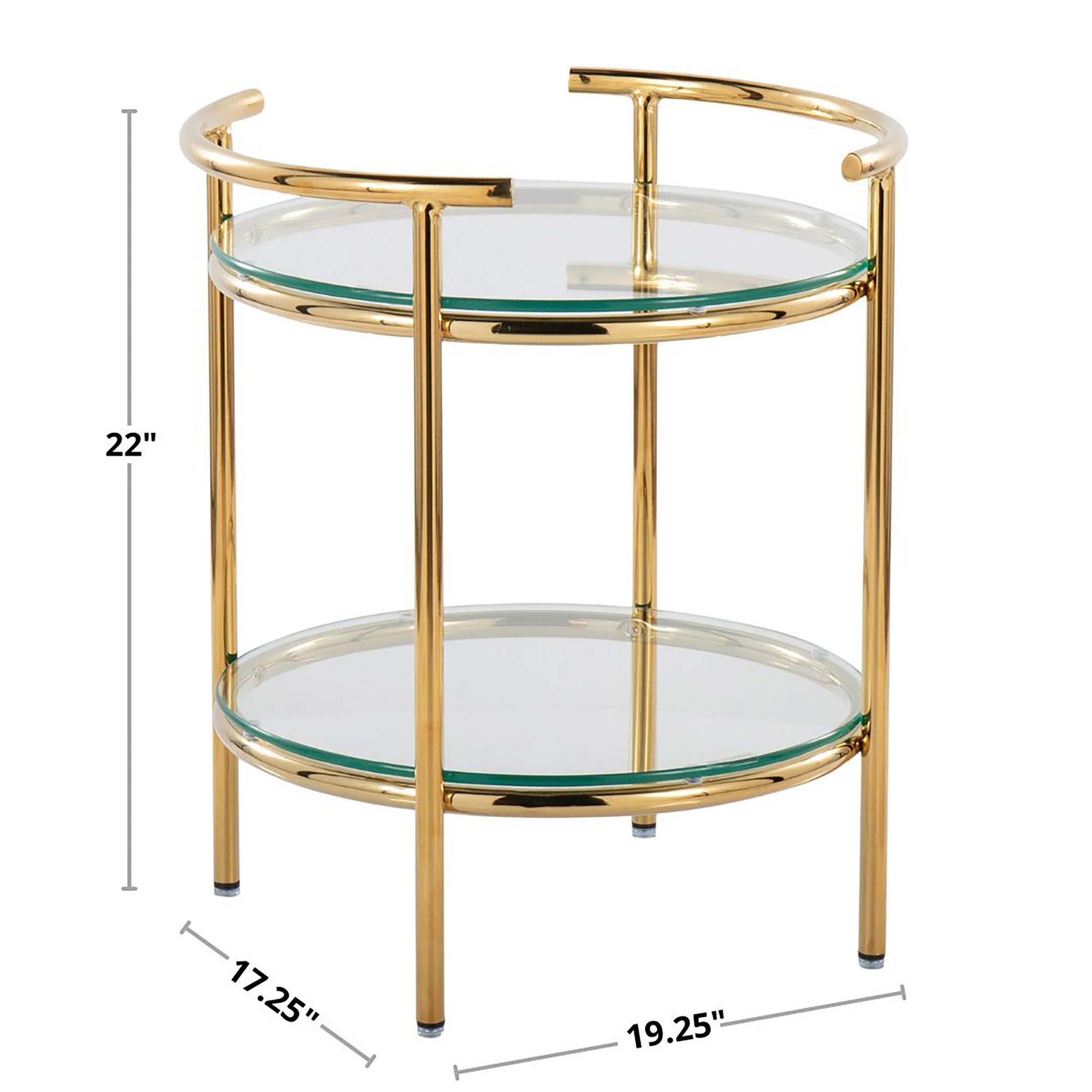 Rhonda Contemporary Gold and Glass Tiered Side Table 10 Rhonda Contemporary Gold and Glass Tiered Side Table - Image 10