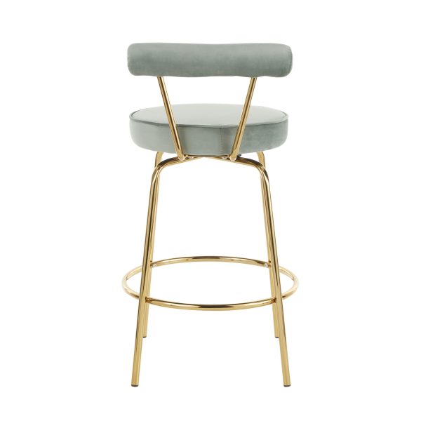 Rhonda Gold and Green Art Deco Counter Stools Set of 2 10