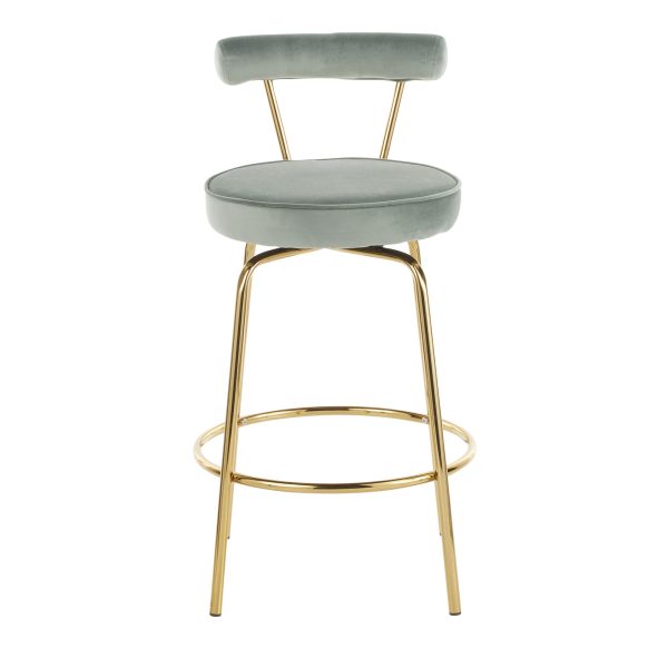 Rhonda Gold and Green Art Deco Counter Stools Set of 2 11
