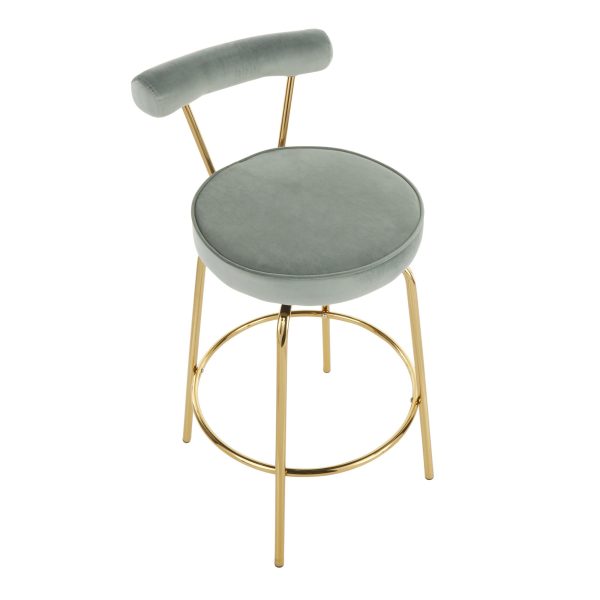 Rhonda Gold and Green Art Deco Counter Stools Set of 2 12