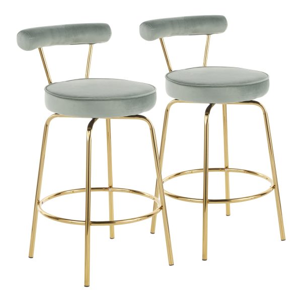 Rhonda Gold and Green Art Deco Counter Stools Set of 2 6