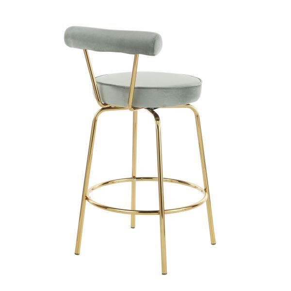 Rhonda Gold and Green Art Deco Counter Stools Set of 2 9