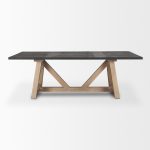 Rialto Rectangular Two-Tone Black and Brown Solid Wood Dining Table