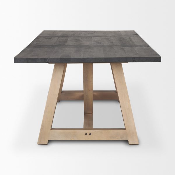 Rialto Rectangular Two Tone Black and Brown Solid Wood Dining Table 2 1