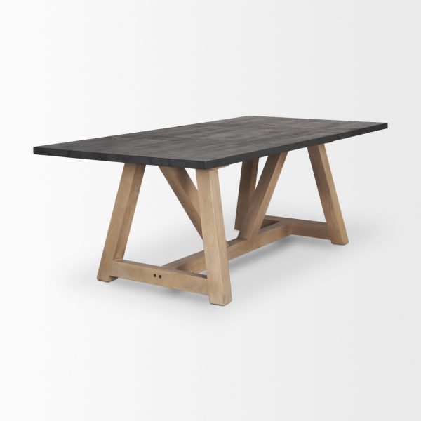 Rialto Rectangular Two Tone Black and Brown Solid Wood Dining Table 3 1