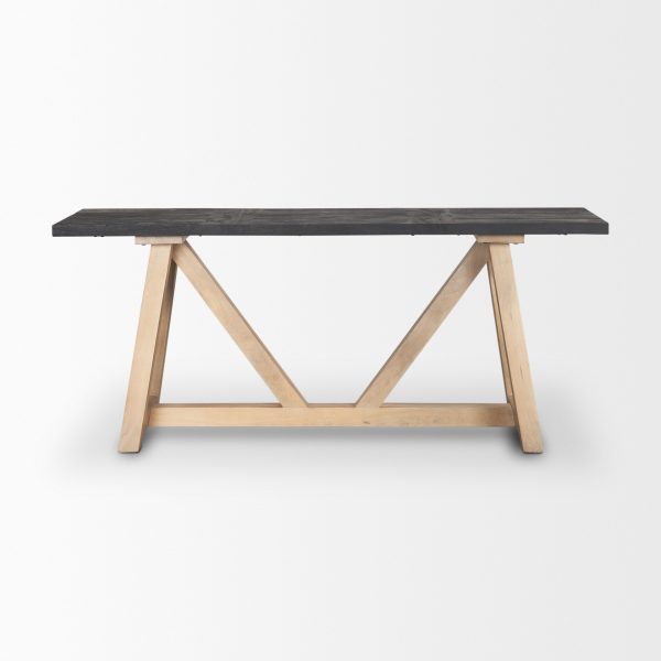 Rialto Two Toned Black and Brown Wood Angular Leg Console Table 2