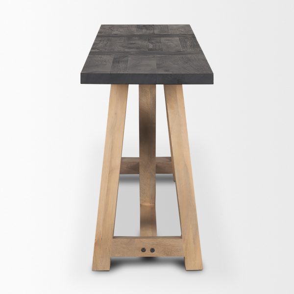 Rialto Two Toned Black and Brown Wood Angular Leg Console Table 3