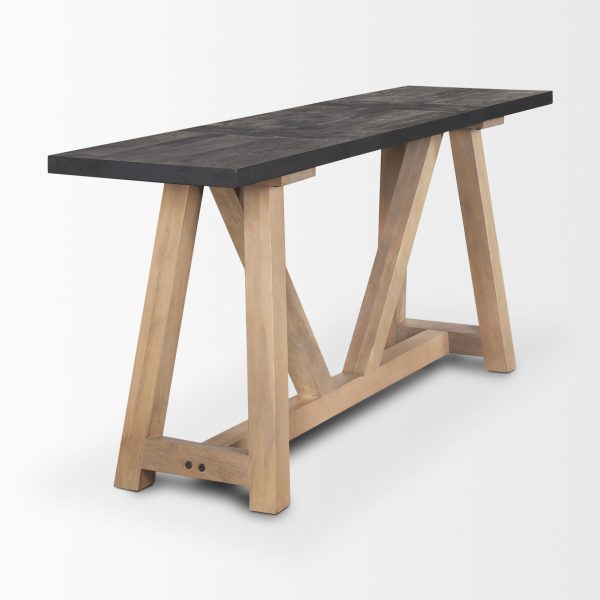 Rialto Two Toned Black and Brown Wood Angular Leg Console Table 4