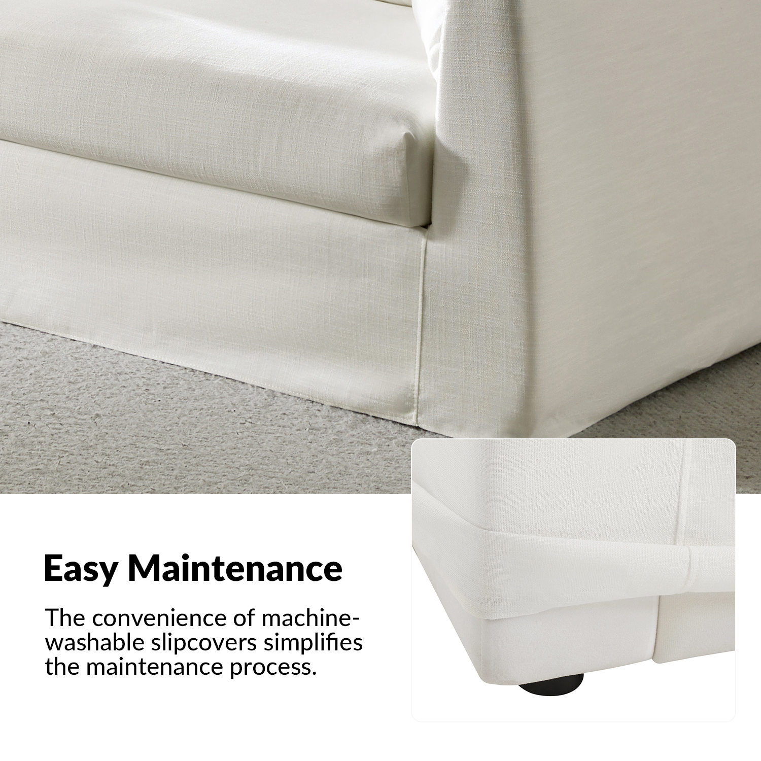 Riccardo White Linen Look Fabric Slipcovered Sofa with Storage 2 Riccardo White Linen Look Fabric Slipcovered Sofa with Storage - Image 2