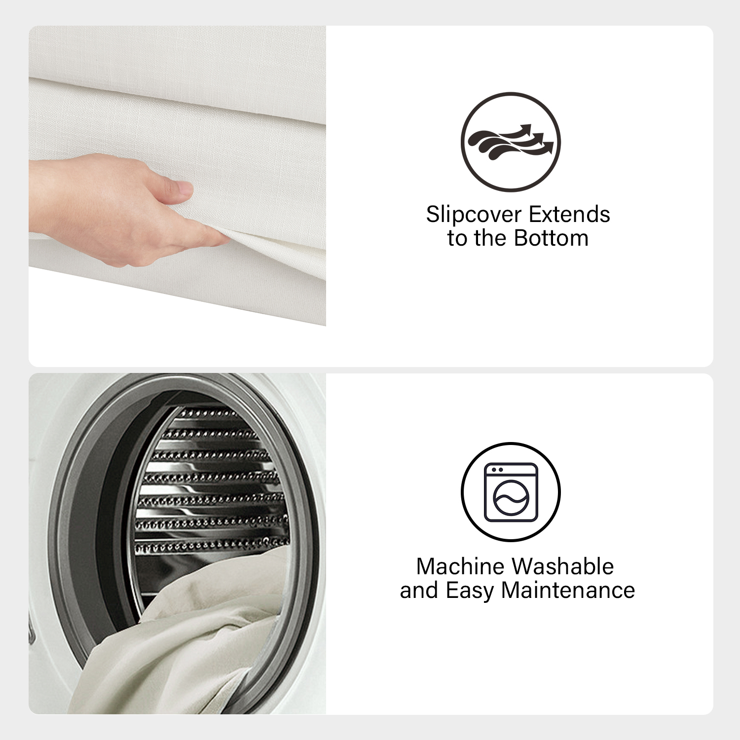 Riccardo White Linen Look Fabric Slipcovered Sofa with Storage 4 Riccardo White Linen Look Fabric Slipcovered Sofa with Storage - Image 4