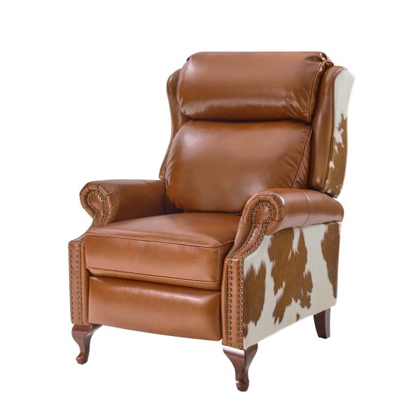 Richard Saddle Genuine Leather Wingback Nailhead Trim Recliner 1