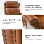Richard Saddle Genuine Leather Wingback Nailhead Trim Recliner 9 Richard Saddle Genuine Leather Wingback Nailhead Trim Recliner