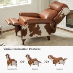 Richard Saddle Genuine Leather Wingback Nailhead Trim Recliner 10 Richard Saddle Genuine Leather Wingback Nailhead Trim Recliner