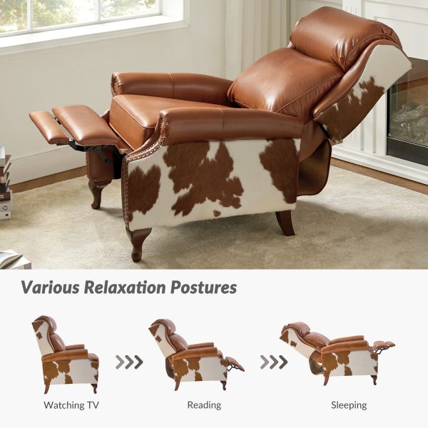 Richard Saddle Genuine Leather Wingback Nailhead Trim Recliner 4