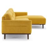 Yellow Linen L-Shaped Left Sectional Sofa Mid-Century Modern