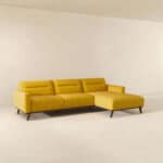 Yellow Linen L-Shaped Left Sectional Sofa Mid-Century Modern