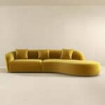 Yellow Velvet Curvy Sectional Sofa for Living Room 126 Inch 8 Yellow Velvet Curvy Sectional Sofa for Living Room 126 Inch