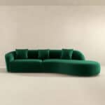 Green Velvet Curvy Sectional Sofa 126 Inches 8 Green Velvet Curvy Sectional Sofa 126 Inches