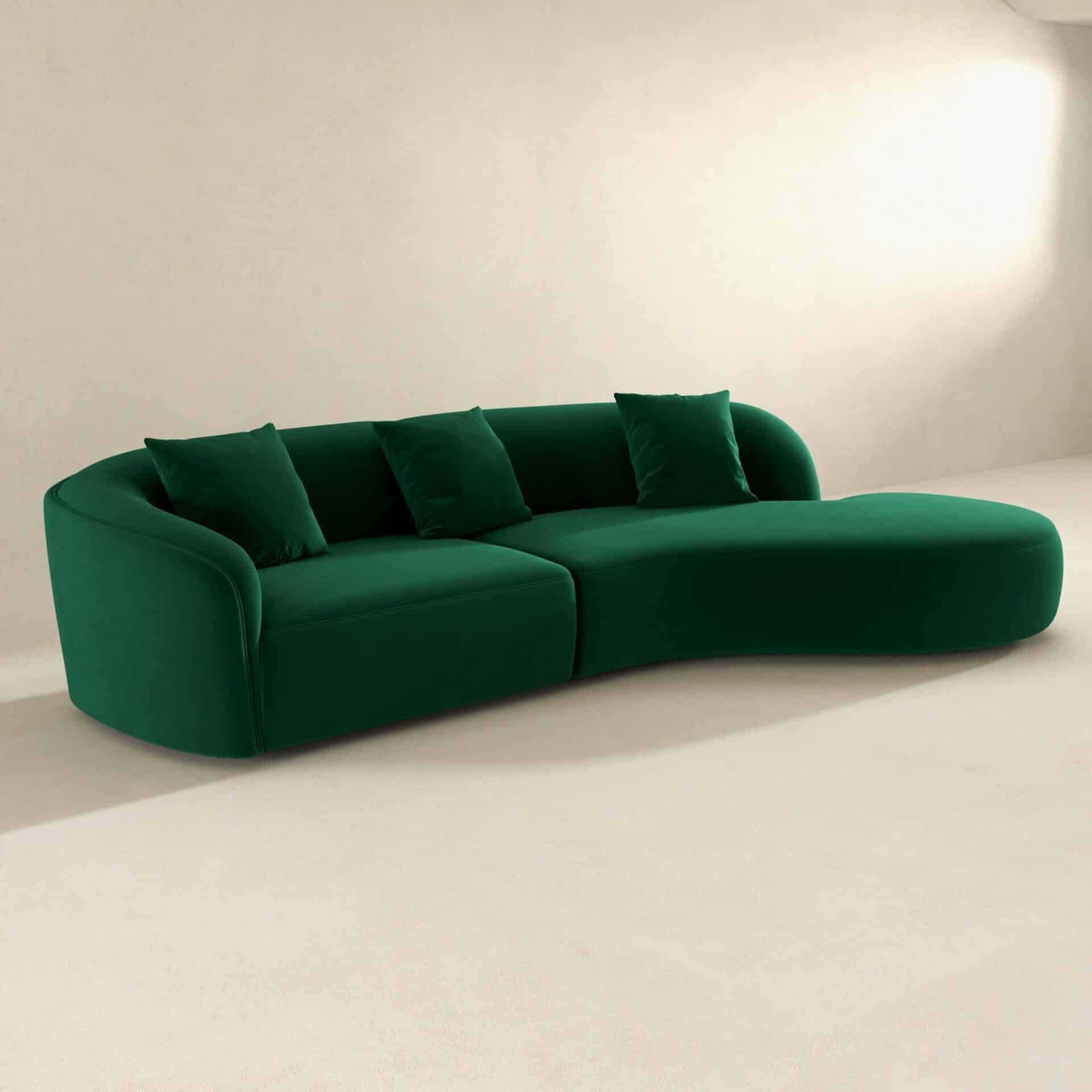 Green Velvet Curvy Sectional Sofa 126 Inches 2 Green Velvet Curvy Sectional Sofa 126 Inches - Image 2