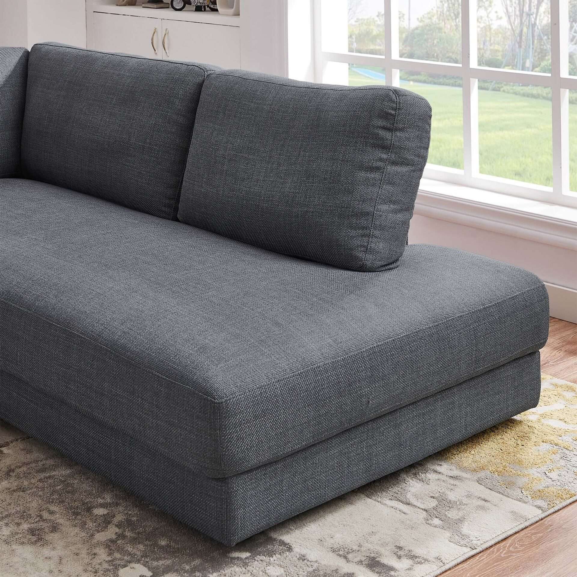 Grey Linen Pillow Back Left Facing Sectional Sofa 3 Grey Linen Pillow Back Left Facing Sectional Sofa - Image 3