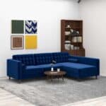 Blue Velvet Right-Facing Sectional Sofa with Removable Legs 5 Blue Velvet Right-Facing Sectional Sofa with Removable Legs