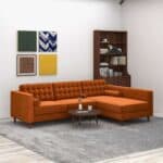 Orange Velvet Sectional Sofa Right Facing for Living Rooms 5 Orange Velvet Sectional Sofa Right Facing for Living Rooms