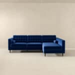Blue Velvet Right-Facing Sectional Sofa with Removable Legs 6 Blue Velvet Right-Facing Sectional Sofa with Removable Legs