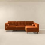 Orange Velvet Sectional Sofa Right Facing for Living Rooms 6 Orange Velvet Sectional Sofa Right Facing for Living Rooms