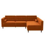 Orange Velvet Sectional Sofa Right Facing for Living Rooms 8 Orange Velvet Sectional Sofa Right Facing for Living Rooms