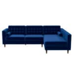 Blue Velvet Right-Facing Sectional Sofa with Removable Legs 8 Blue Velvet Right-Facing Sectional Sofa with Removable Legs