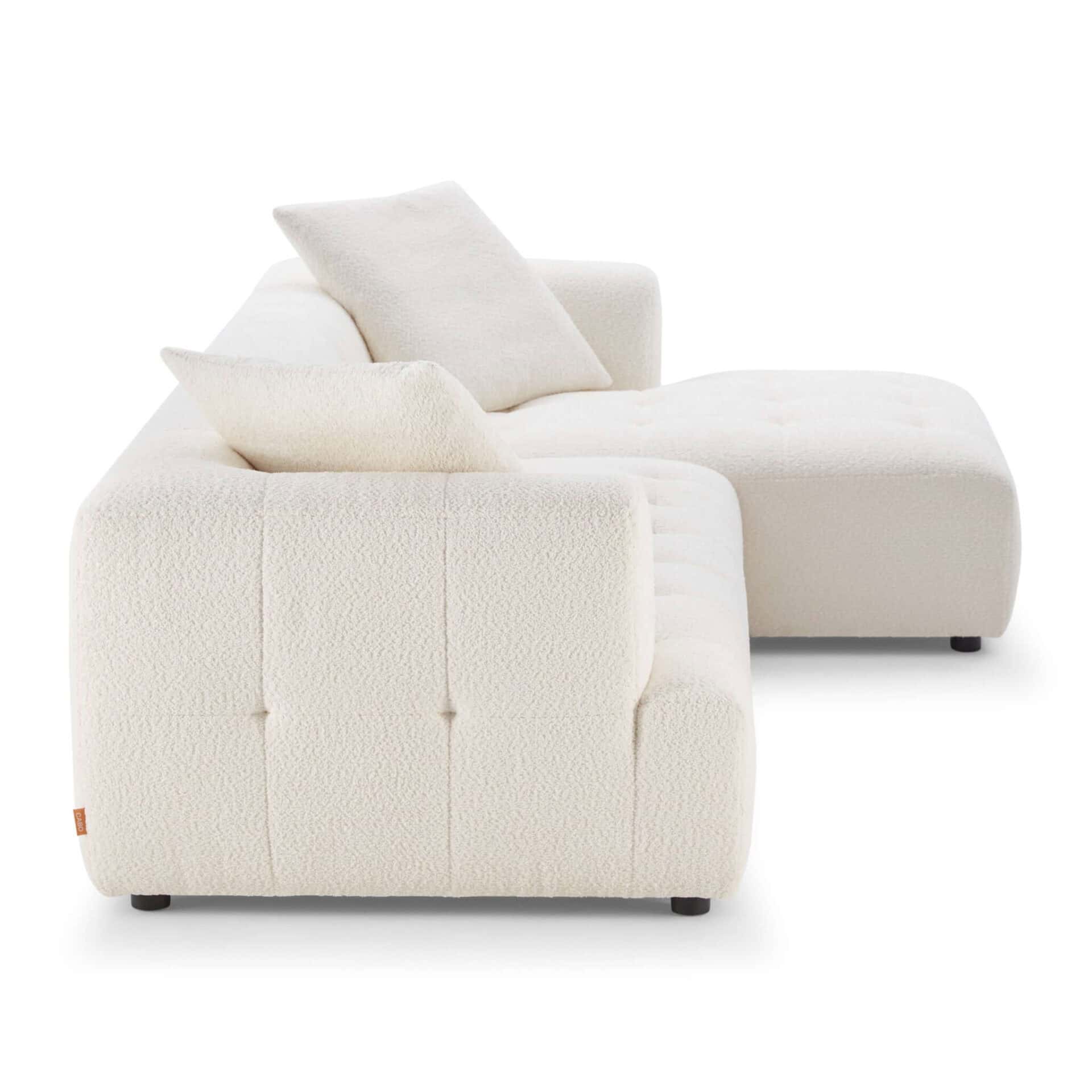 Ivory Boucle Mid-Century Modern Sectional Sofa 6 Ivory Boucle Mid-Century Modern Sectional Sofa - Image 6