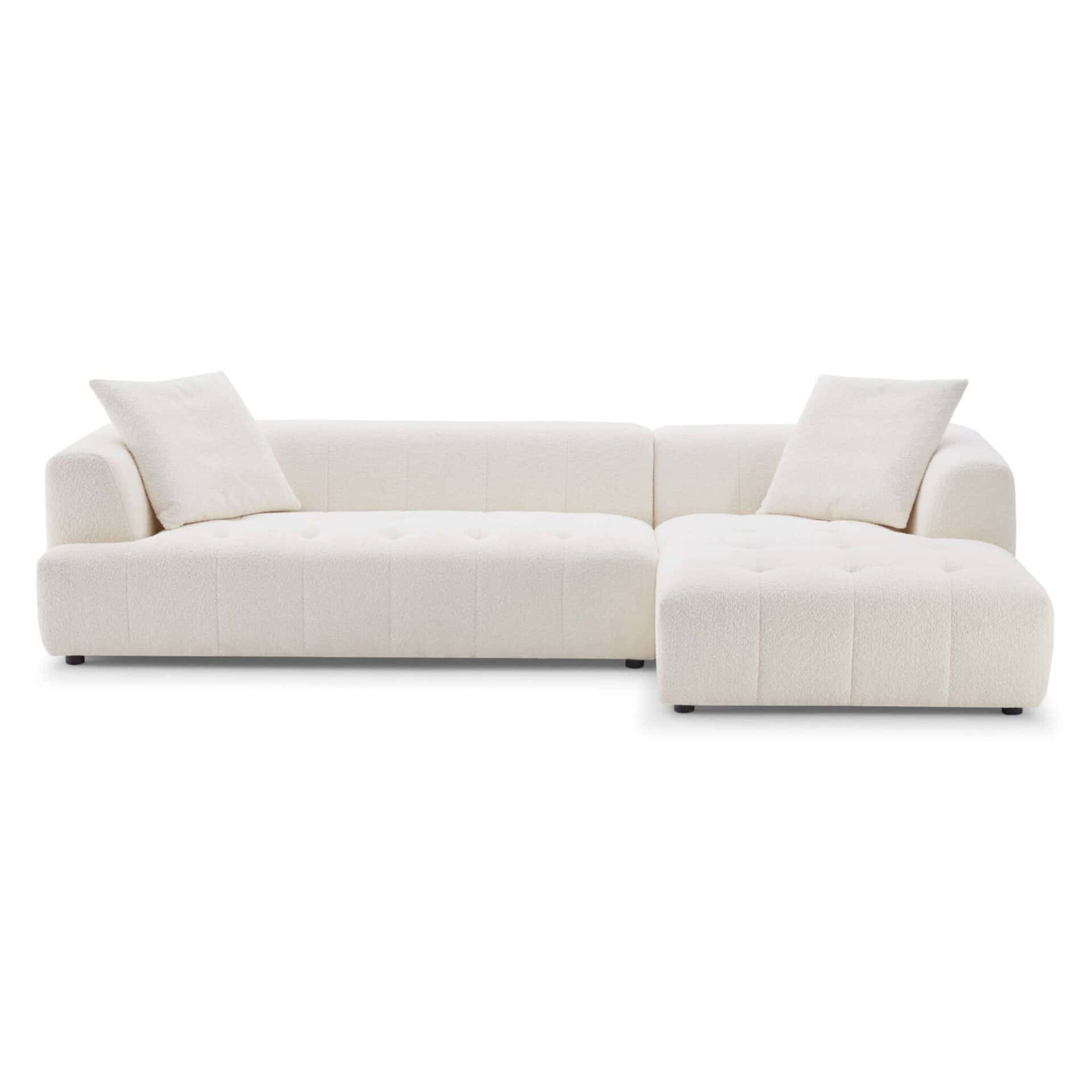 Ivory Boucle Mid-Century Modern Sectional Sofa 2 Ivory Boucle Mid-Century Modern Sectional Sofa - Image 2