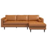Tan Leather Right-Facing Corner Sectional Sofa with Removable Legs 5 Tan Leather Right-Facing Corner Sectional Sofa with Removable Legs