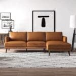 Tan Leather L-Shaped Sectional Sofa Right Facing 9 Tan Leather L-Shaped Sectional Sofa Right Facing