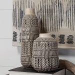 Riker III Large Dark Gray Cream Ceramic Vase