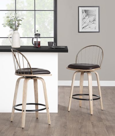 Riley 26 Farmhouse White Wood Counter Stool (Set of 2)