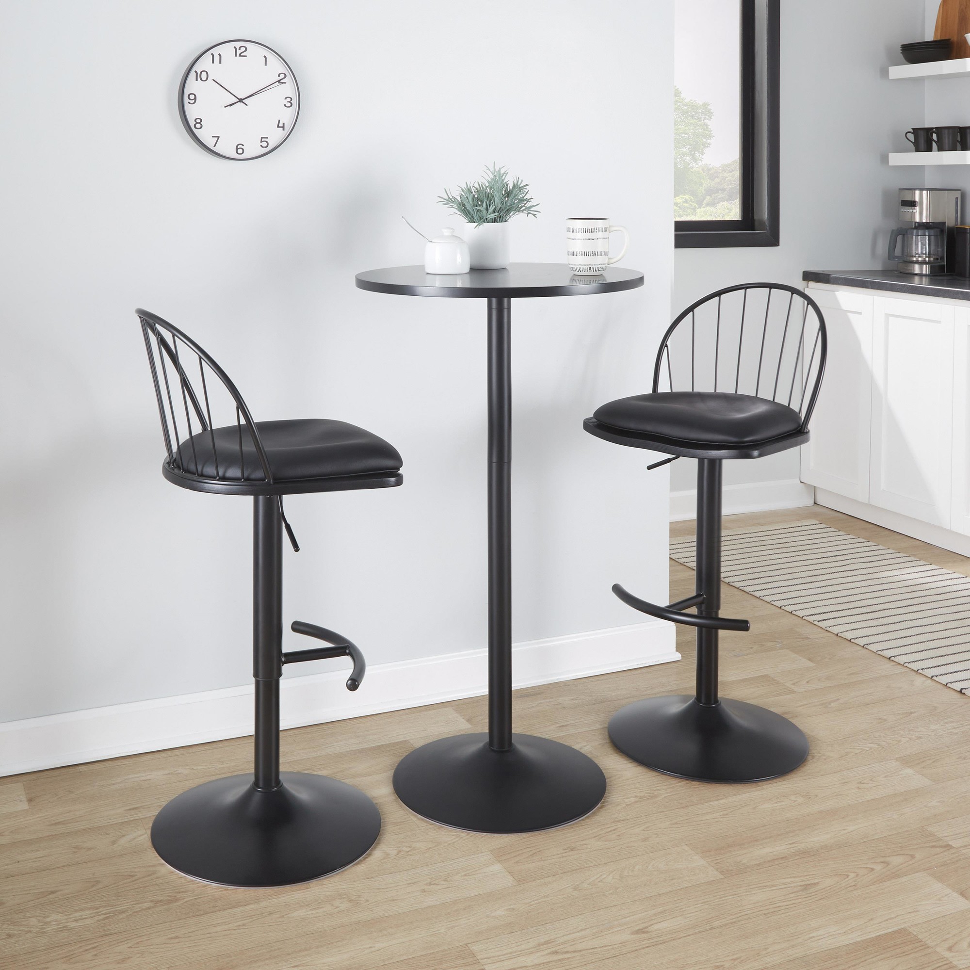 Riley Black Farmhouse Adjustable Swivel Barstool (Set of 2) 3 Riley Black Farmhouse Adjustable Swivel Barstool (Set of 2) - Image 3