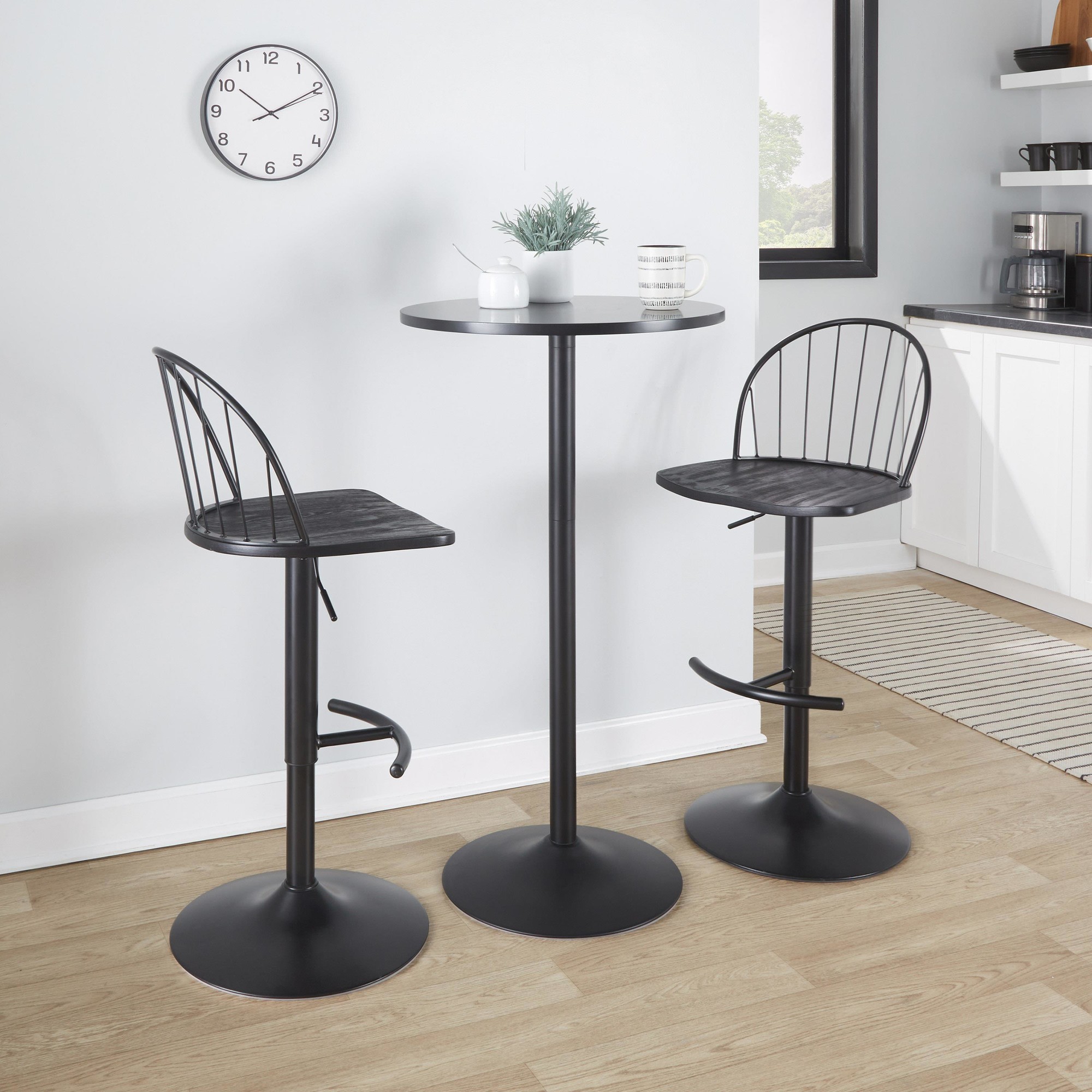 Riley Black Farmhouse Adjustable Swivel Barstool (Set of 2) 4 Riley Black Farmhouse Adjustable Swivel Barstool (Set of 2) - Image 4