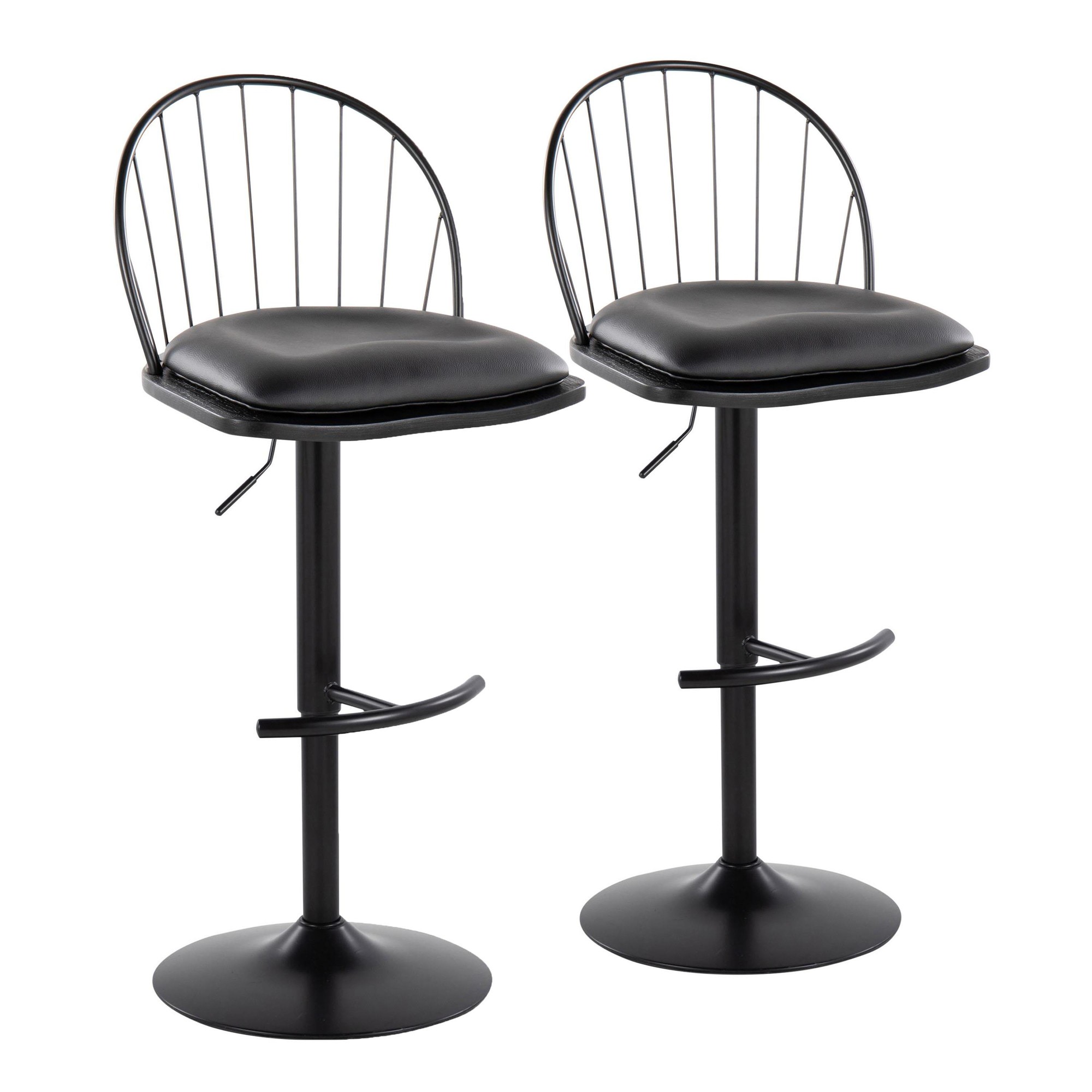 Riley Black Farmhouse Adjustable Swivel Barstool (Set of 2) 5 Riley Black Farmhouse Adjustable Swivel Barstool (Set of 2) - Image 5
