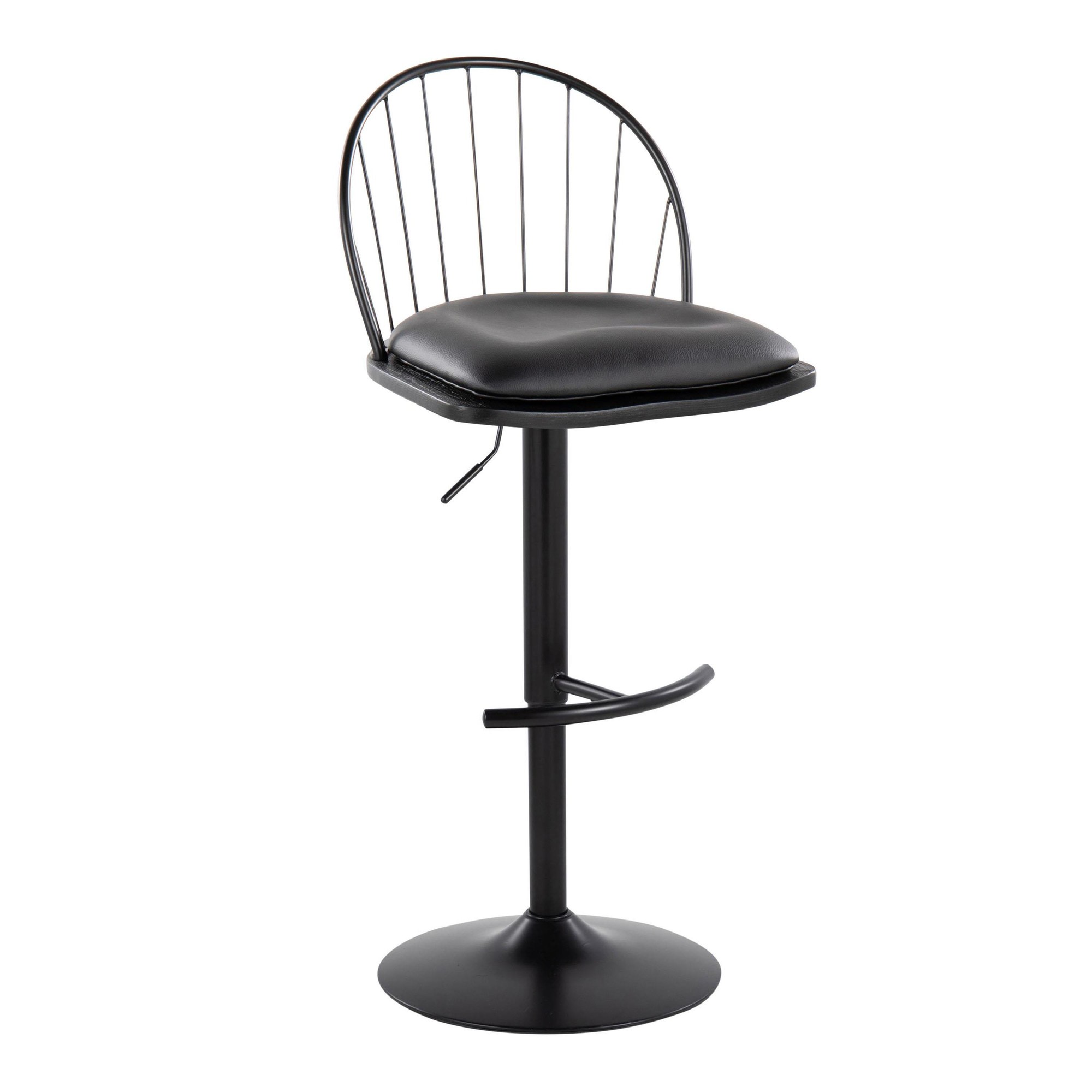 Riley Black Farmhouse Adjustable Swivel Barstool (Set of 2) 6 Riley Black Farmhouse Adjustable Swivel Barstool (Set of 2) - Image 6