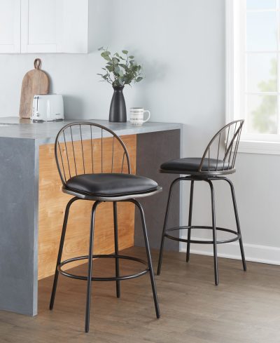 Riley Claire 26 Farmhouse Swivel Counter Stools (Set of 2)