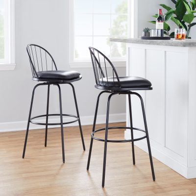 Riley Claire 30 Black Farmhouse Swivel Barstool (Set of 2)